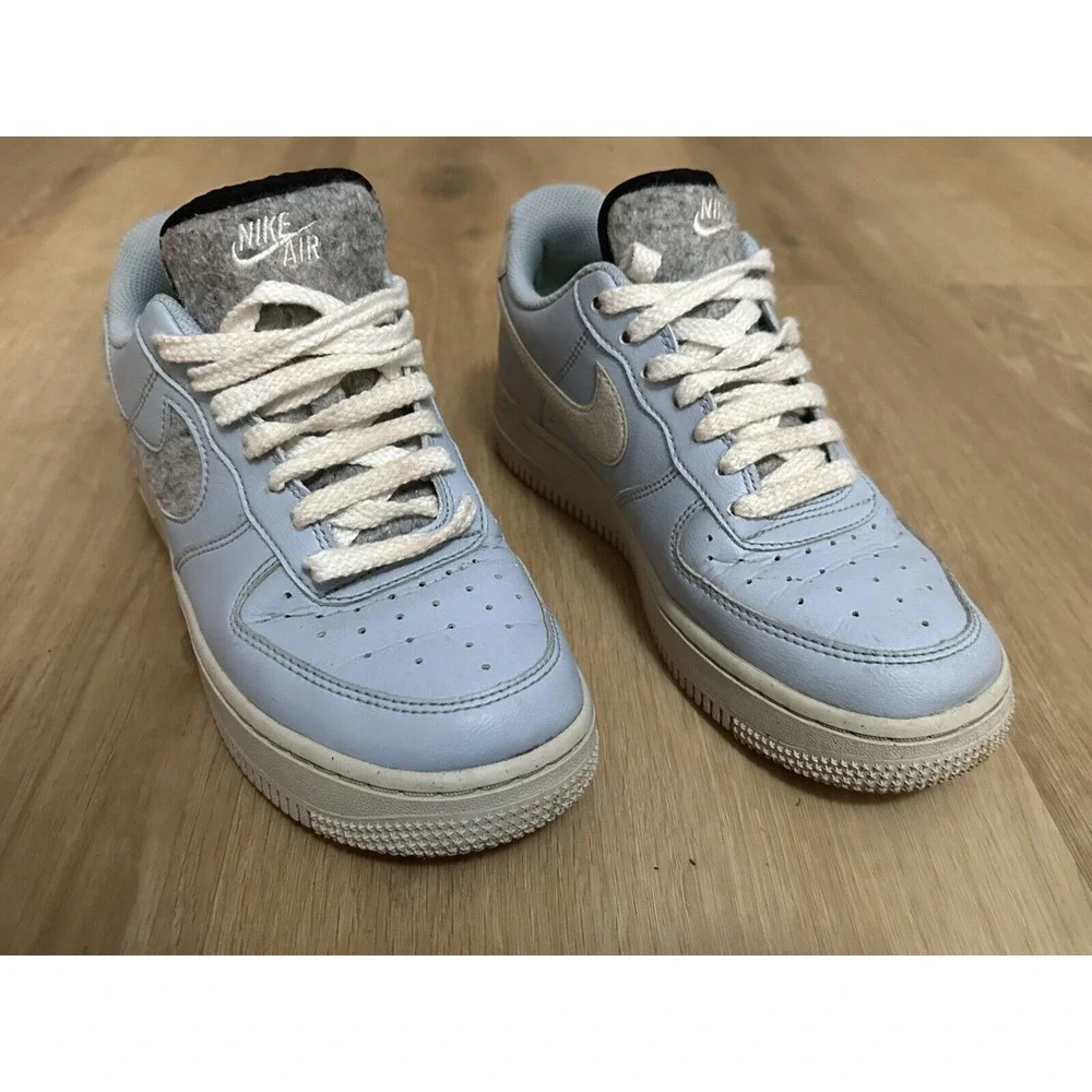 Nike Air Force 1 Youth Size 6 DA6682-400 Blue Recycled Wool‎ Low Top